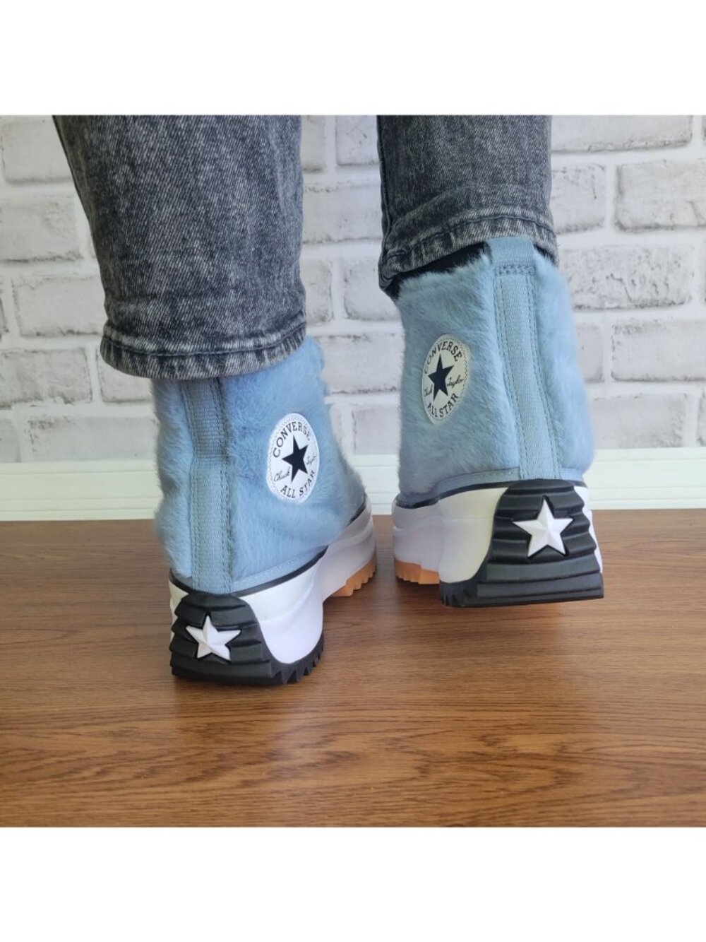 ❤️Converse Run Star Hike Hi Platform Faux Fur 9 Men's Shoes Sneaker Blue A13381C - Picture 3 of 9